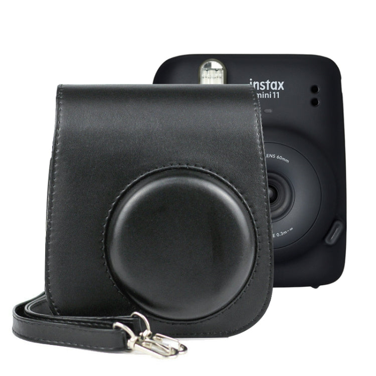 Funda de cuero para cámara de cuerpo completo de color sólido con correa para FUJIFILM Instax mini 11