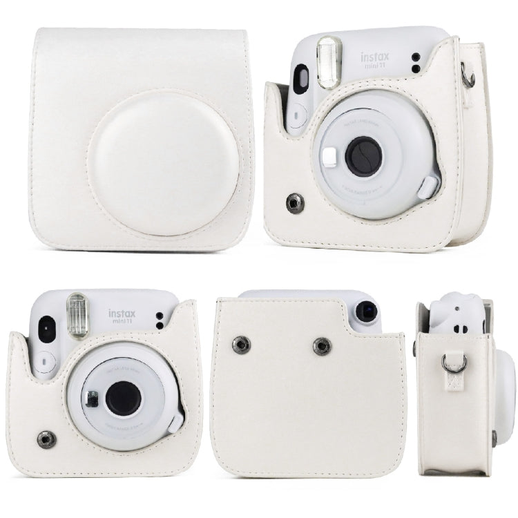 Funda de cuero para cámara de cuerpo completo de color sólido con correa para FUJIFILM Instax mini 11