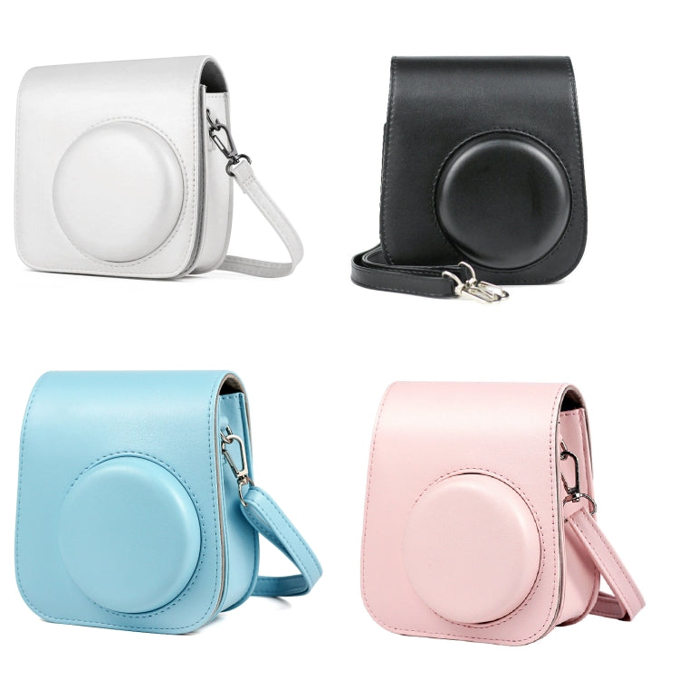 Funda de cuero para cámara de cuerpo completo de color sólido con correa para FUJIFILM Instax mini 11