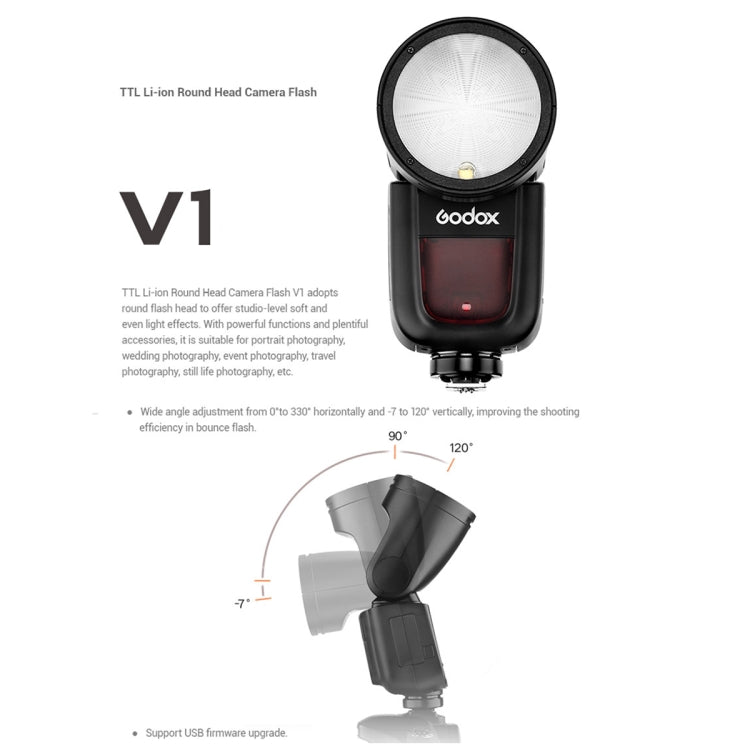 Flash Speedlite TTL de cabeza redonda Godox V1N para Nikon, V1N for Nikon