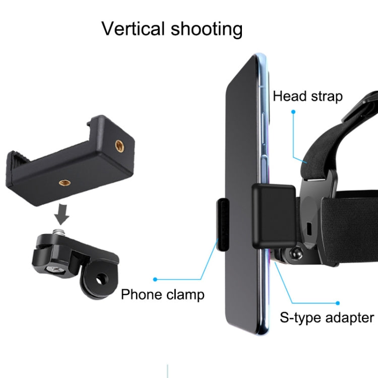 Cinturón de montaje elástico Correa ajustable para la cabeza con abrazadera para teléfono, tornillo y adaptador tipo S para GoPro HERO10 Black / HERO9 Black /8/7/6/5, Xiaoyi y otras cámaras de acción, teléfonos inteligentes