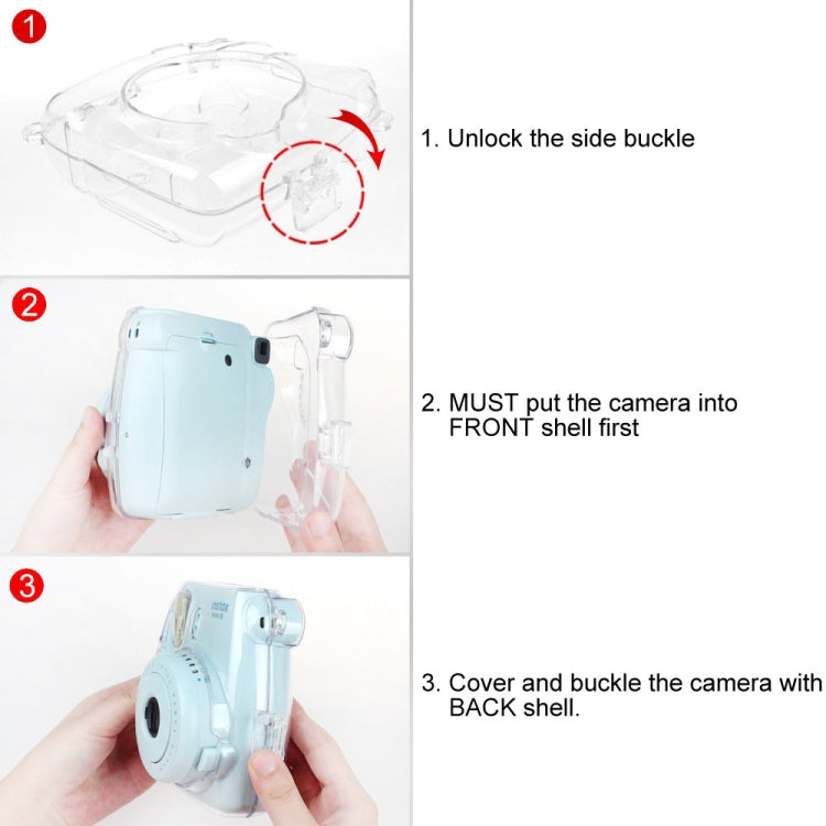 Funda protectora de cristal con correa para FUJIFILM instax mini 9 / mini 8+ / mini 8, For FUJIFILM instax mini 9