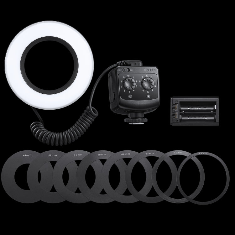 Godox Ring72 Macro Ring 48 LED Flash Light con 8 anillos adaptadores de diferentes tamaños, Ring72