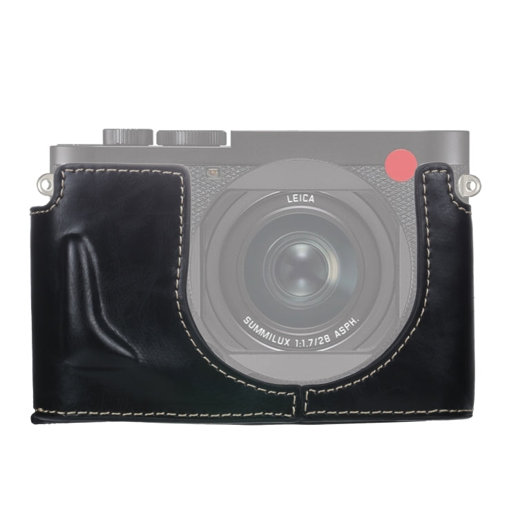 Base de media funda para cámara de cuero PU con rosca de 1/4 de pulgada para Leica Q2, For Leica Q2
