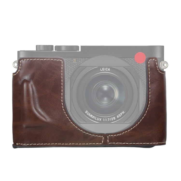 Base de media funda para cámara de cuero PU con rosca de 1/4 de pulgada para Leica Q2, For Leica Q2
