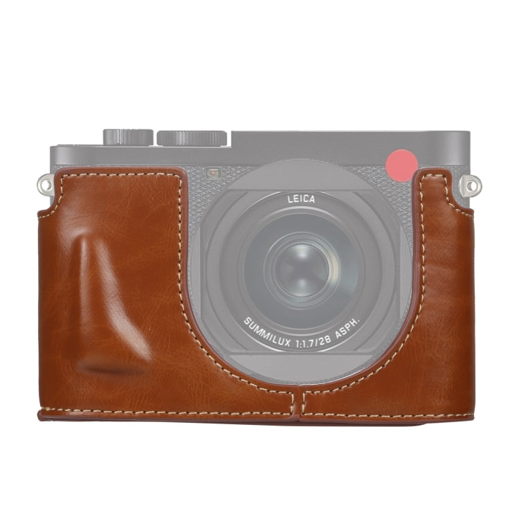Base de media funda para cámara de cuero PU con rosca de 1/4 de pulgada para Leica Q2, For Leica Q2