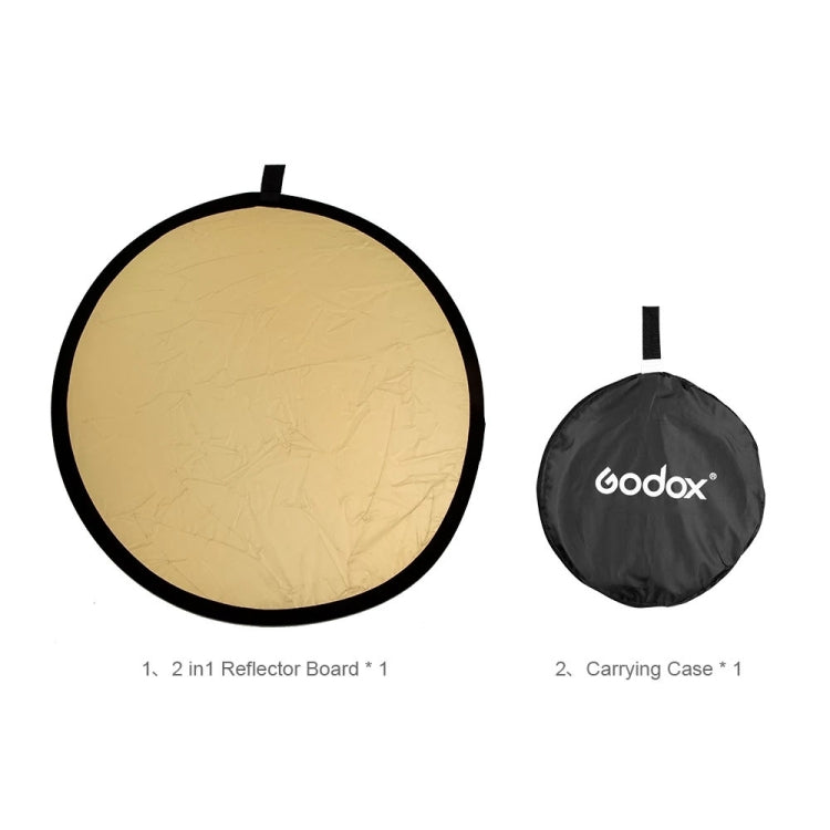 Godox FT01 Tablero reflector plegable redondo 2 en 1 dorado / plateado de 80 cm, 80cm