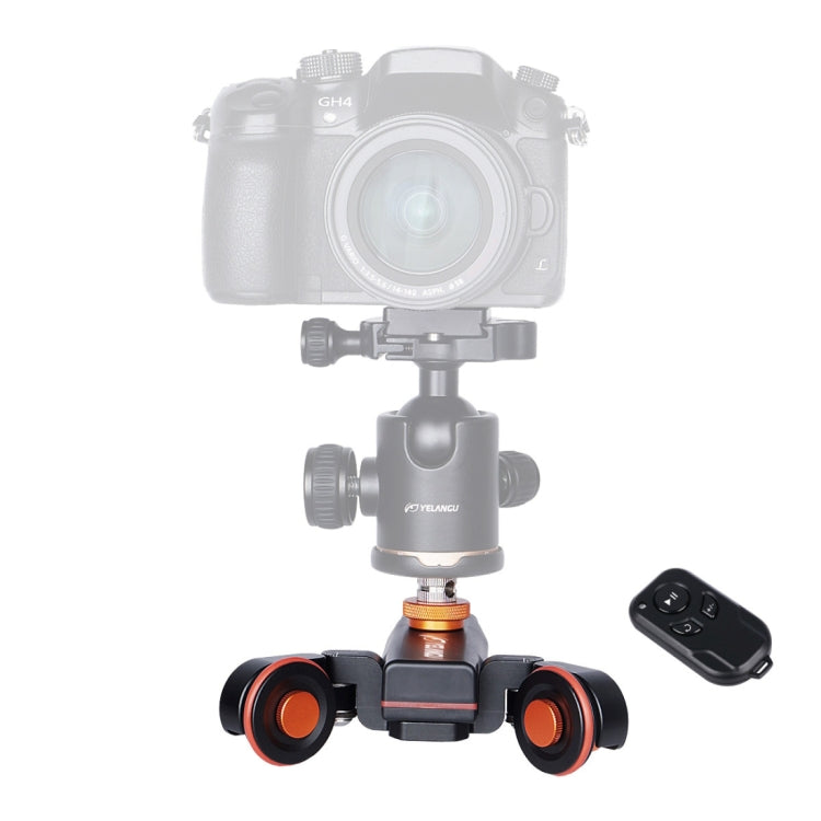 YELANGU L4X Camera Wheel Dolly II Control deslizante de pista eléctrica Polea de video de 3 ruedas Rolling Dolly Car con control remoto para cámaras DSLR / Home DV, GoPro, teléfonos inteligentes, carga: 3 kg, L4X Dolly Car Black