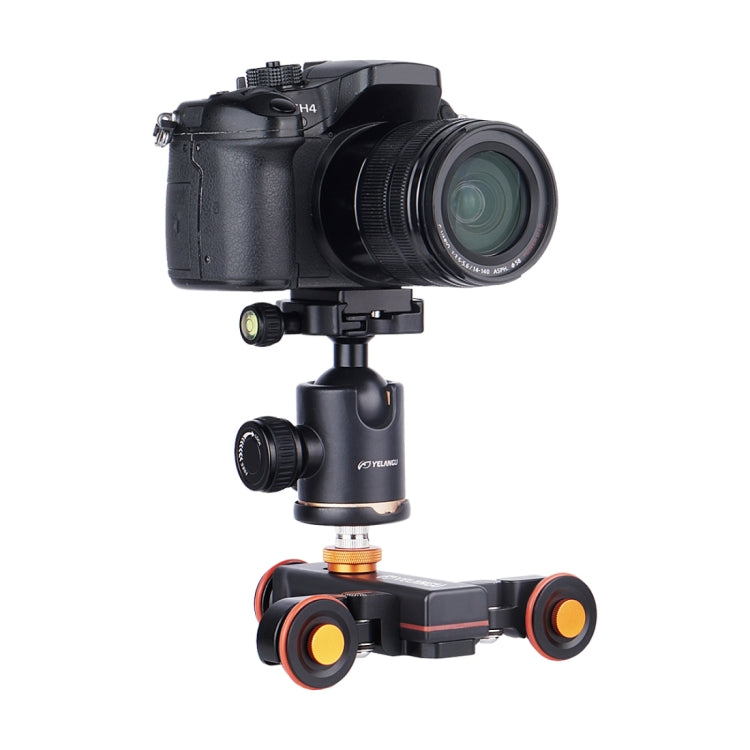 YELANGU L4X Camera Wheel Dolly II Control deslizante de pista eléctrica Polea de video de 3 ruedas Rolling Dolly Car con control remoto para cámaras DSLR / Home DV, GoPro, teléfonos inteligentes, carga: 3 kg, L4X Dolly Car Black
