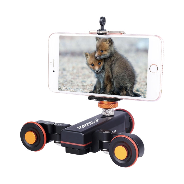 YELANGU L4X Camera Wheel Dolly II Control deslizante de pista eléctrica Polea de video de 3 ruedas Rolling Dolly Car con control remoto para cámaras DSLR / Home DV, GoPro, teléfonos inteligentes, carga: 3 kg, L4X Dolly Car Black