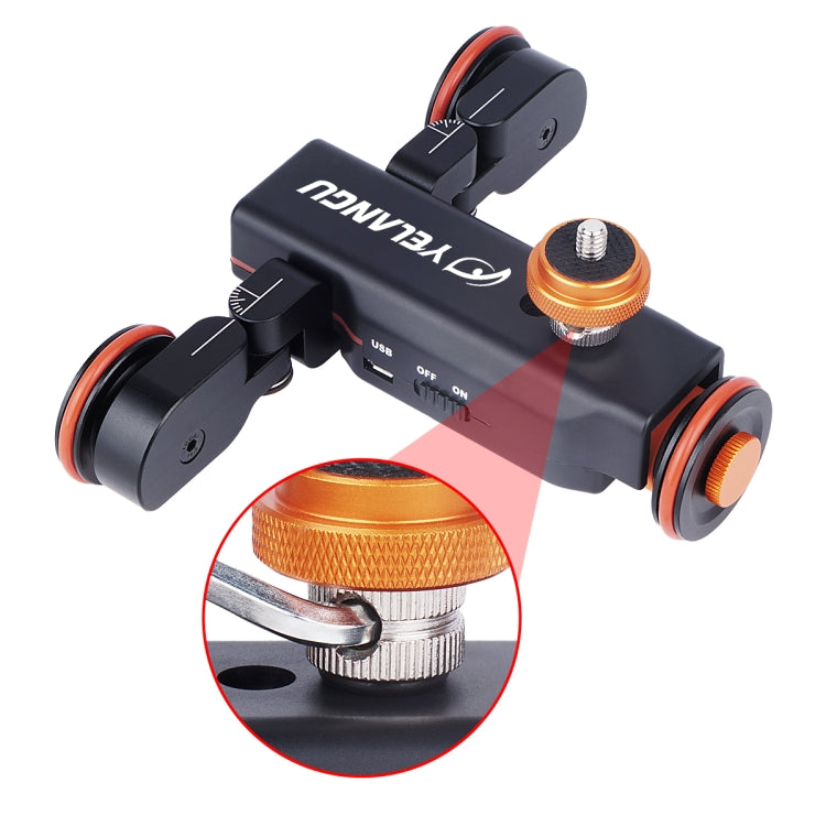 YELANGU L4X Camera Wheel Dolly II Control deslizante de pista eléctrica Polea de video de 3 ruedas Rolling Dolly Car con control remoto para cámaras DSLR / Home DV, GoPro, teléfonos inteligentes, carga: 3 kg, L4X Dolly Car Black