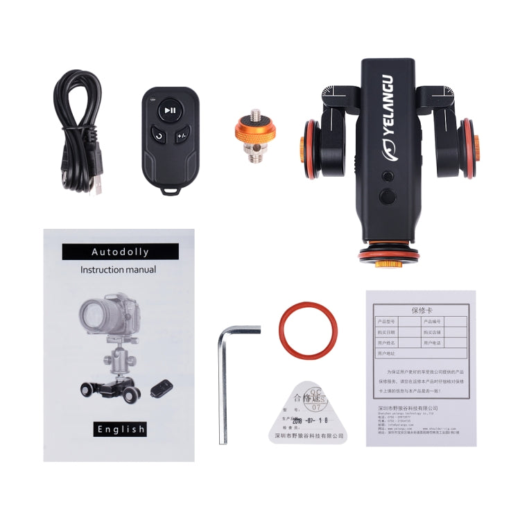 YELANGU L4X Camera Wheel Dolly II Control deslizante de pista eléctrica Polea de video de 3 ruedas Rolling Dolly Car con control remoto para cámaras DSLR / Home DV, GoPro, teléfonos inteligentes, carga: 3 kg, L4X Dolly Car Black