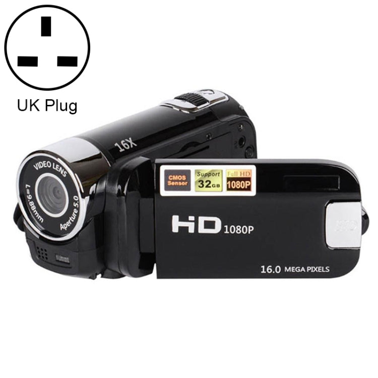Cámara DV para viajes en casa, HD, 16 millones de píxeles, zoom digital 16X, enchufe para Reino Unido, UK Plug