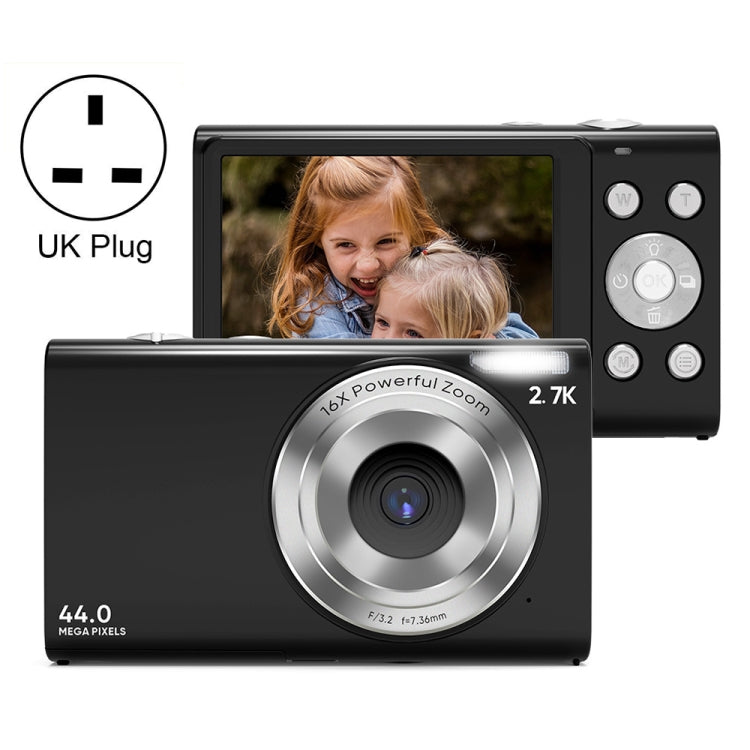 DC402 2.4 pulgadas 44MP 16X Zoom 2.7K Cámara digital Full HD Cámara de tarjeta para niños, enchufe del Reino Unido, UK Plug