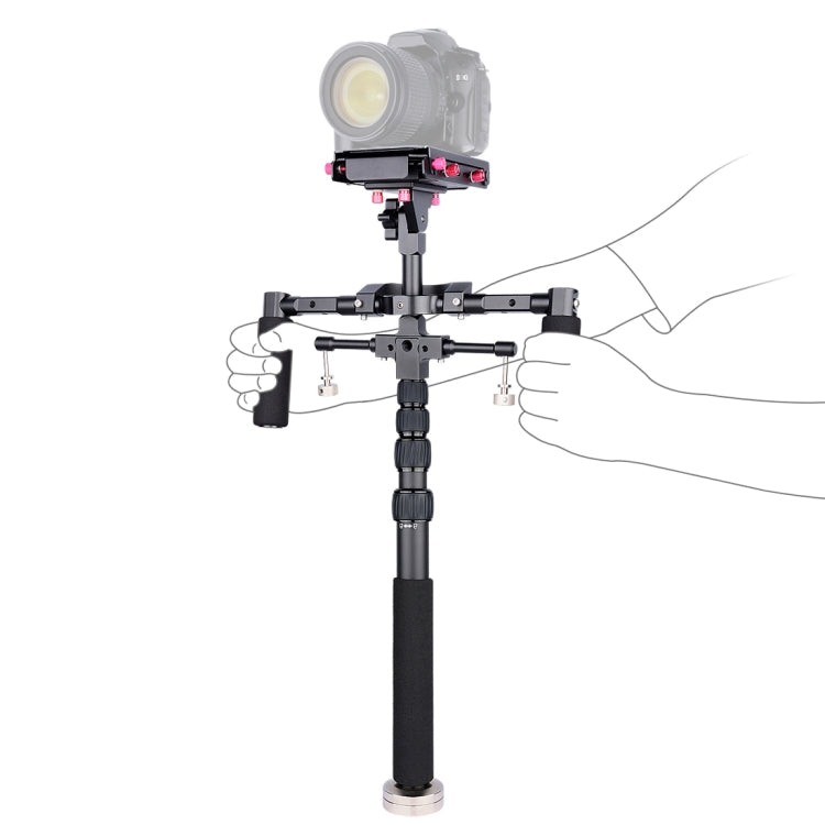 YELANGU S300 Equipo multifuncional 4 en 1 + Equipo de hombro de mano doble + Monopié + Estabilizador para cámaras / cámaras SLR, Rango de altura: 63 cm-170 cm, YELANGU S300