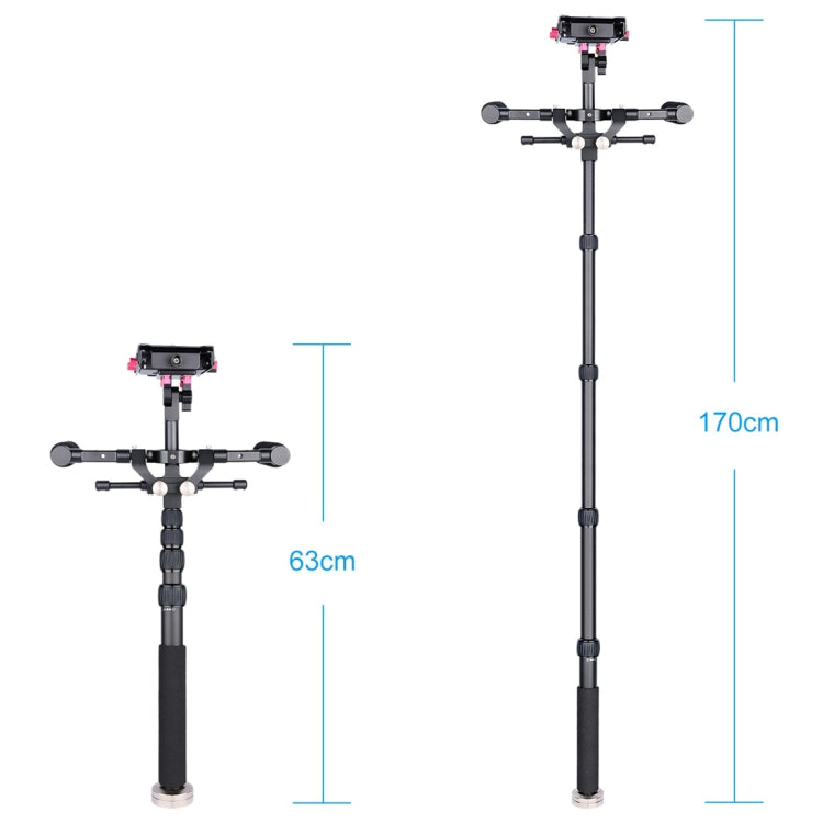 YELANGU S300 Equipo multifuncional 4 en 1 + Equipo de hombro de mano doble + Monopié + Estabilizador para cámaras / cámaras SLR, Rango de altura: 63 cm-170 cm, YELANGU S300
