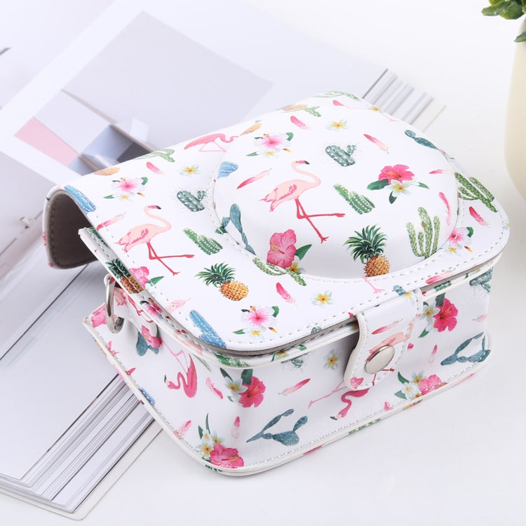 Funda de cuero PU con diseño de flamenco y Cactus para cámara de cuerpo completo con correa para FUJIFILM instax mini 9 / mini 8+ / mini 8, Cactus Flamingo