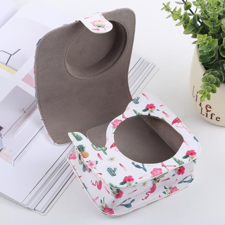 Funda de cuero PU con diseño de flamenco y Cactus para cámara de cuerpo completo con correa para FUJIFILM instax mini 9 / mini 8+ / mini 8, Cactus Flamingo