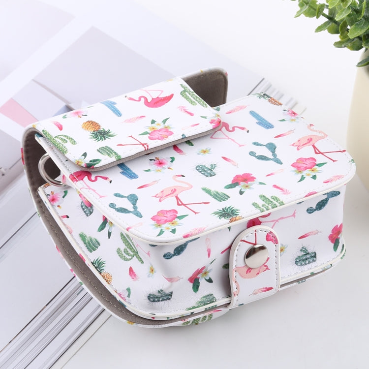 Funda de cuero PU con diseño de flamenco y Cactus para cámara de cuerpo completo con correa para FUJIFILM instax mini 9 / mini 8+ / mini 8, Cactus Flamingo