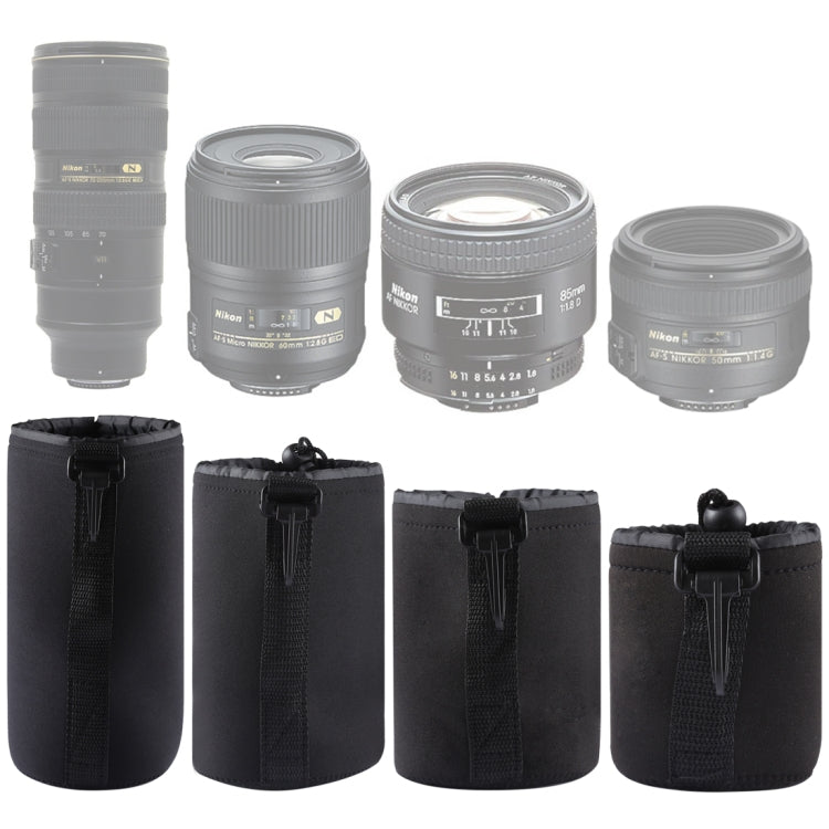 Bolsa de transporte para lentes de cámara SLR de neopreno de 4 piezas con mosquetón, tamaño: 10x22 cm, 10x14 cm, 10x18 cm, 8x10 cm, 4 Size
