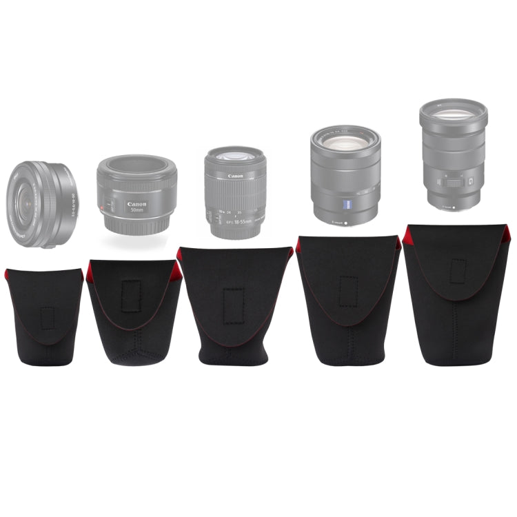Paquete de lentes de cámara SLR 5 en 1, bolsa de almacenamiento de lentes de neopreno a prueba de golpes, deducción adhesiva, 5 in 1
