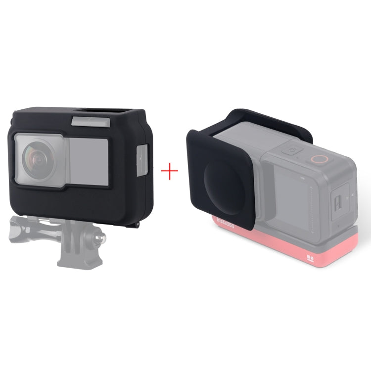 Para cámara panorámica Insta360 One R con marco, funda protectora de silicona a prueba de golpes con tapa de lente, Panoramic  Case + Lens Cap
