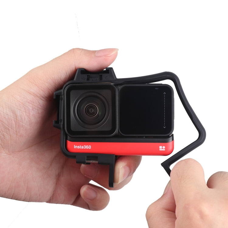 Caja protectora de montaje en marco de plástico con adaptador de Base de trípode, tornillo largo y Base de zapata fría para Insta360 One R, Cold Shoe Frame