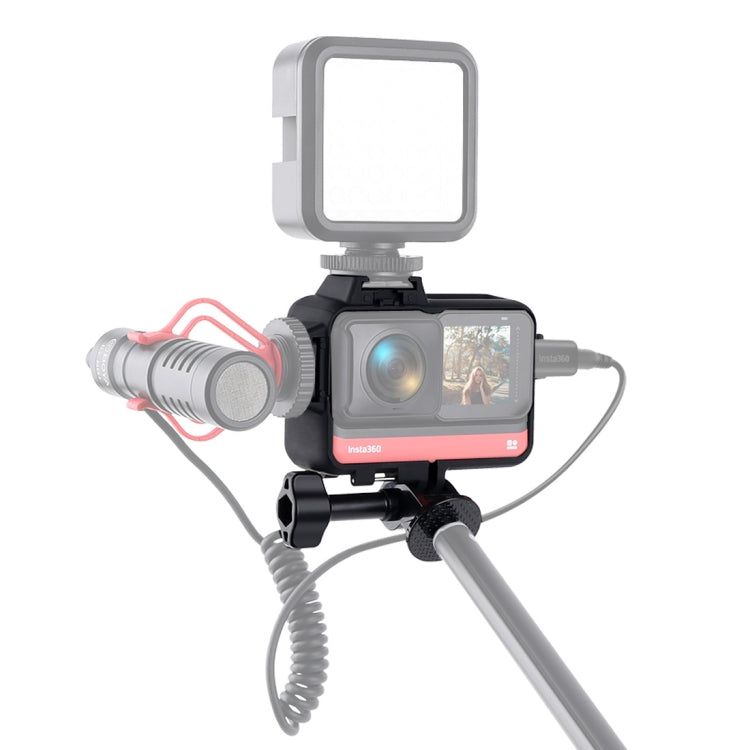 Caja protectora de montaje en marco de plástico con adaptador de Base de trípode, tornillo largo y Base de zapata fría para Insta360 One R, Cold Shoe Frame