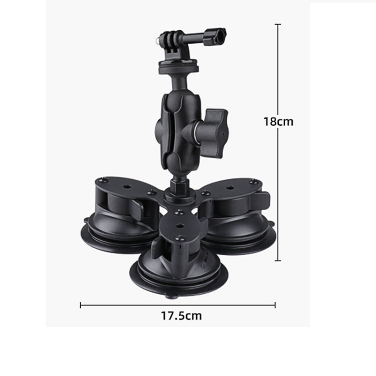 Soporte triangular con ventosa con adaptador para trípode, correa de acero y hebilla de seguridad, Triangle Suction Cup