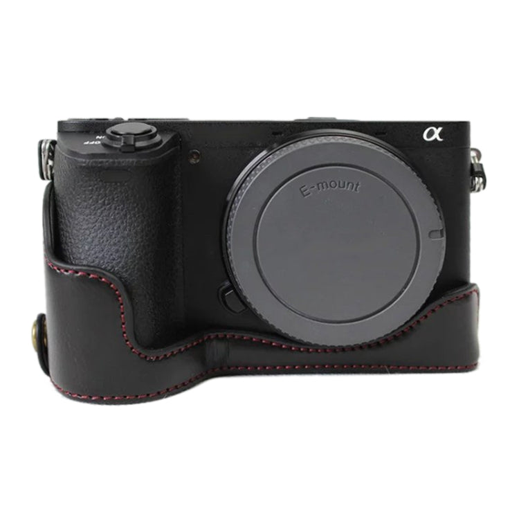 Base de media funda para cámara de cuero PU con rosca de 1/4 de pulgada para Sony ILCE-A6500 / A6500, For Sony ILCE-A6500 / A6500