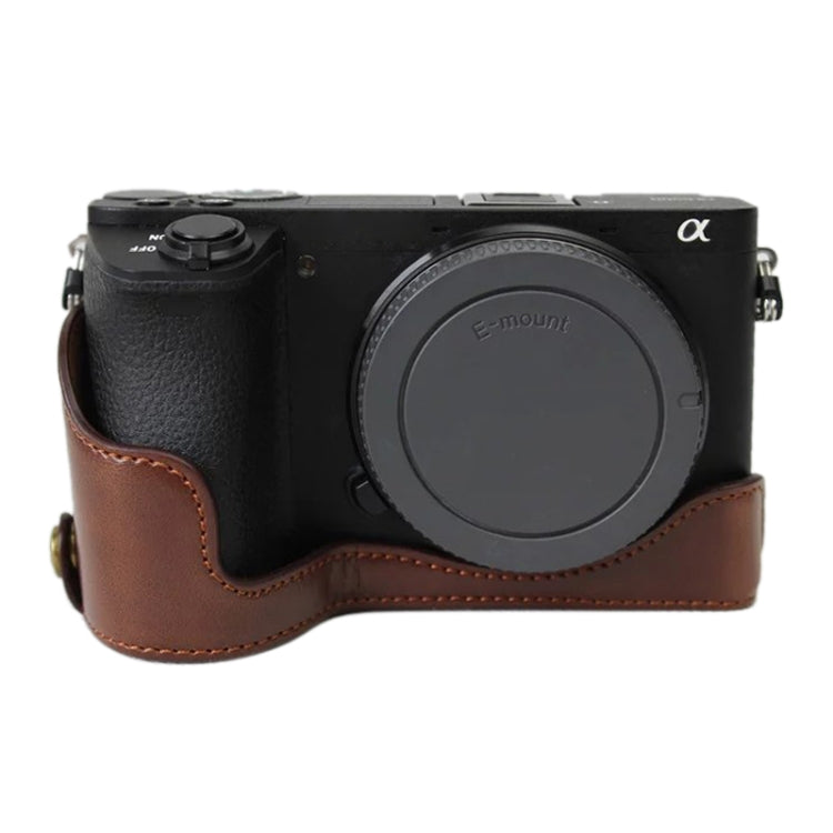 Base de media funda para cámara de cuero PU con rosca de 1/4 de pulgada para Sony ILCE-A6500 / A6500, For Sony ILCE-A6500 / A6500