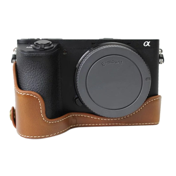 Base de media funda para cámara de cuero PU con rosca de 1/4 de pulgada para Sony ILCE-A6500 / A6500, For Sony ILCE-A6500 / A6500