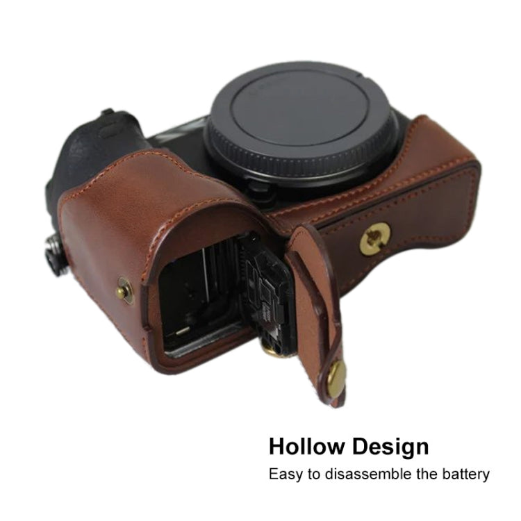 Base de media funda para cámara de cuero PU con rosca de 1/4 de pulgada para Sony ILCE-A6500 / A6500, For Sony ILCE-A6500 / A6500