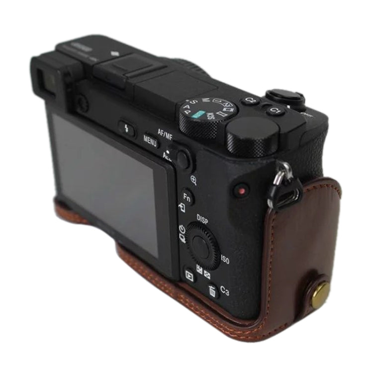 Base de media funda para cámara de cuero PU con rosca de 1/4 de pulgada para Sony ILCE-A6500 / A6500, For Sony ILCE-A6500 / A6500