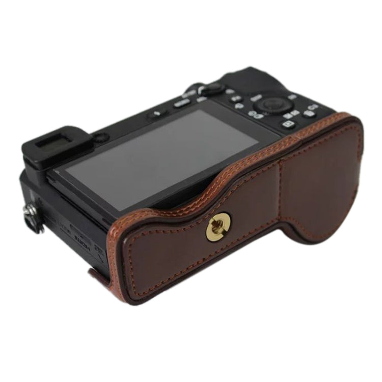 Base de media funda para cámara de cuero PU con rosca de 1/4 de pulgada para Sony ILCE-A6500 / A6500, For Sony ILCE-A6500 / A6500
