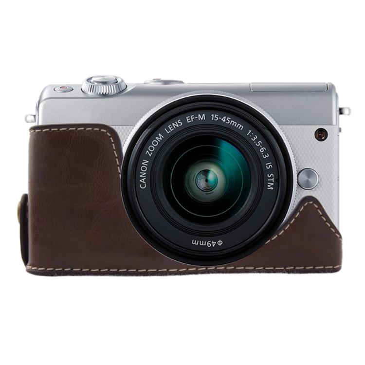 Base de media funda para cámara de cuero PU con rosca de 1/4 de pulgada para Canon EOS M100, For Canon EOS M100