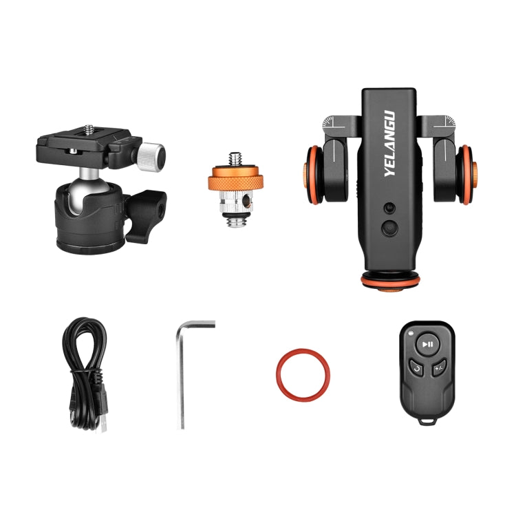 YELANGU L4X Plataforma rodante con ruedas para cámara Deslizador de pista eléctrica Carro con plataforma rodante de 3 ruedas con control remoto y rótula, carga: 3 kg