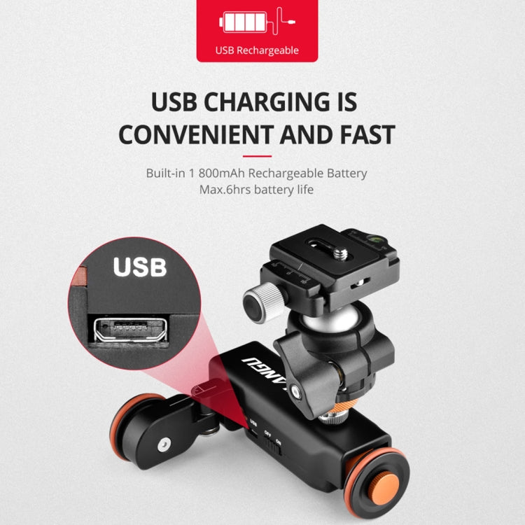 YELANGU L4X Plataforma rodante con ruedas para cámara Deslizador de pista eléctrica Carro con plataforma rodante de 3 ruedas con control remoto y rótula, carga: 3 kg