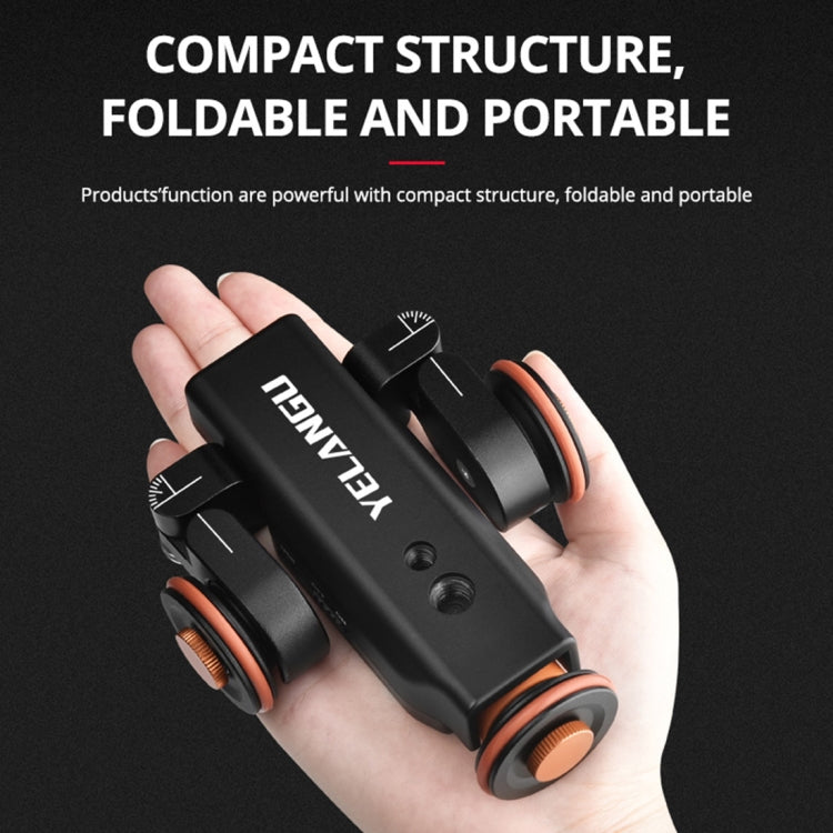YELANGU L4X Plataforma rodante con ruedas para cámara Deslizador de pista eléctrica Carro con plataforma rodante de 3 ruedas con control remoto y rótula, carga: 3 kg
