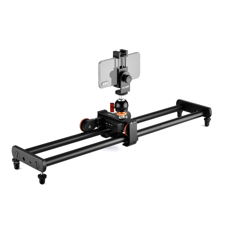 YELANGU L60E Riel deslizante de 60 cm + plataforma rodante de vídeo L4 de 3 ruedas con abrazadera para teléfono y rótula, L60E+L4X+PC03+T1