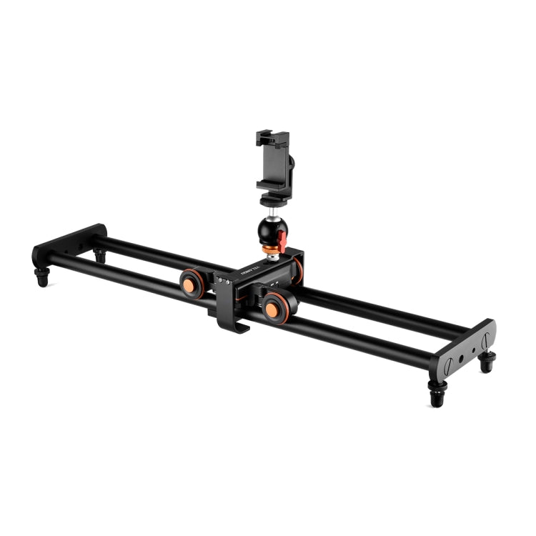YELANGU L60E Riel deslizante de 60 cm + plataforma rodante de vídeo L4 de 3 ruedas con abrazadera para teléfono y rótula, L60E+L4X+PC03+T1
