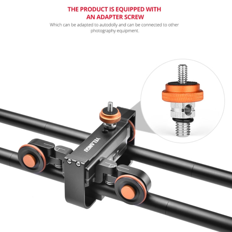 YELANGU L60E Riel deslizante de 60 cm + plataforma rodante de vídeo L4 de 3 ruedas con abrazadera para teléfono y rótula, L60E+L4X+PC03+T1