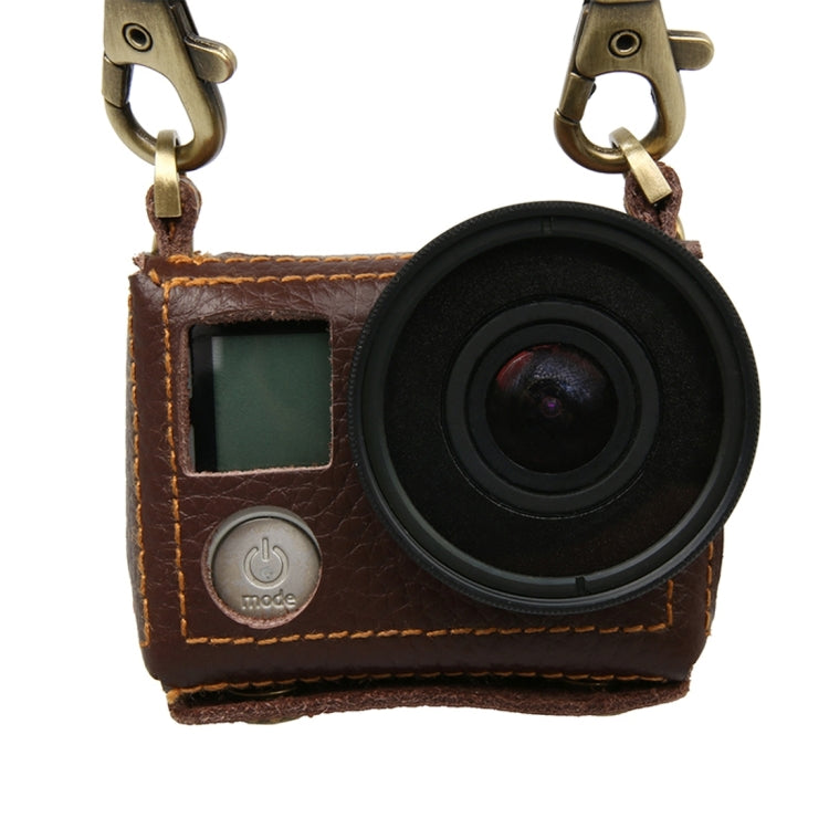Para GoPro HERO4 Litchi Texture Funda protectora de cuero genuino con eslinga, Litchi Texture (Brown), Litchi Texture (Black)