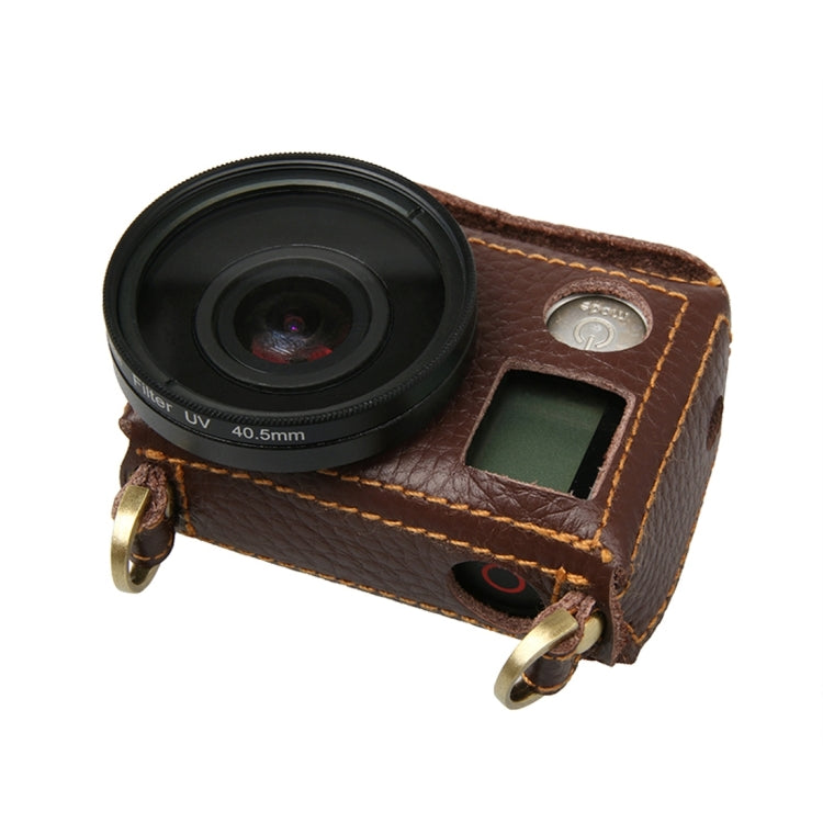 Para GoPro HERO4 Litchi Texture Funda protectora de cuero genuino con eslinga, Litchi Texture (Brown), Litchi Texture (Black)