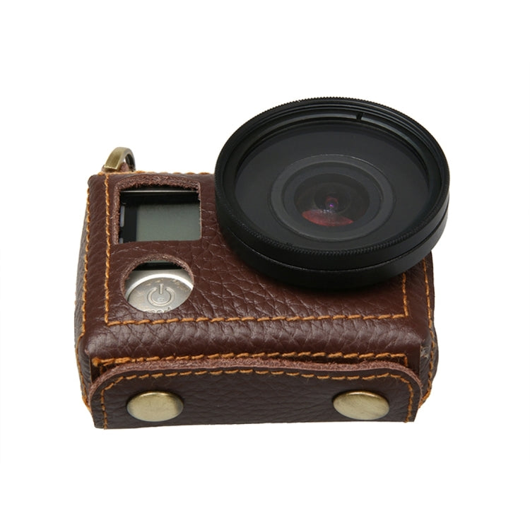 Para GoPro HERO4 Litchi Texture Funda protectora de cuero genuino con eslinga, Litchi Texture (Brown), Litchi Texture (Black)