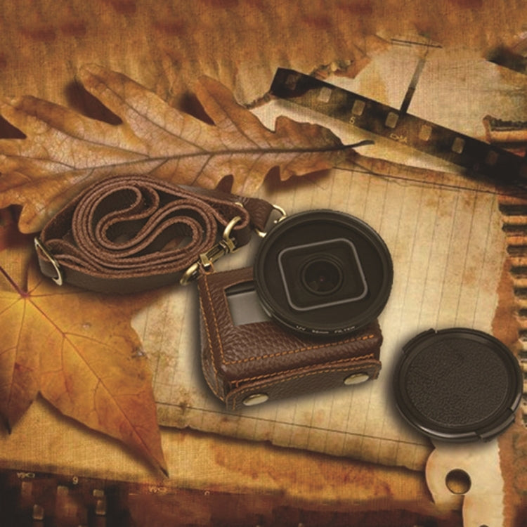 Para GoPro HERO4 Litchi Texture Funda protectora de cuero genuino con eslinga, Litchi Texture (Brown), Litchi Texture (Black)