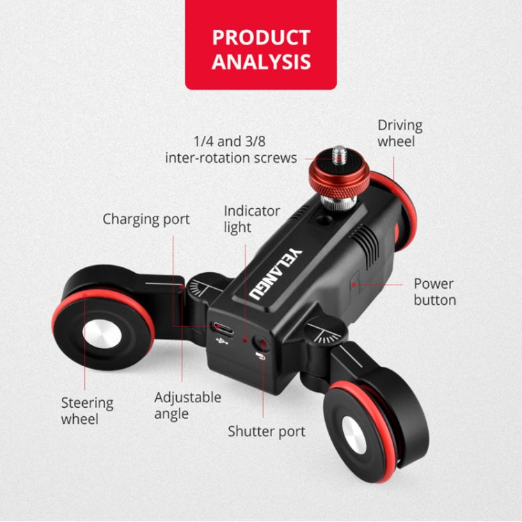 YELANGU L50E 60 cm Cámara de empalme Slider Dolly Rail + L5i Dolly Car
