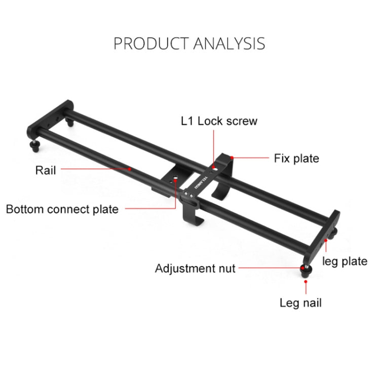 YELANGU L50E 60 cm Cámara de empalme Slider Dolly Rail + L5i Dolly Car