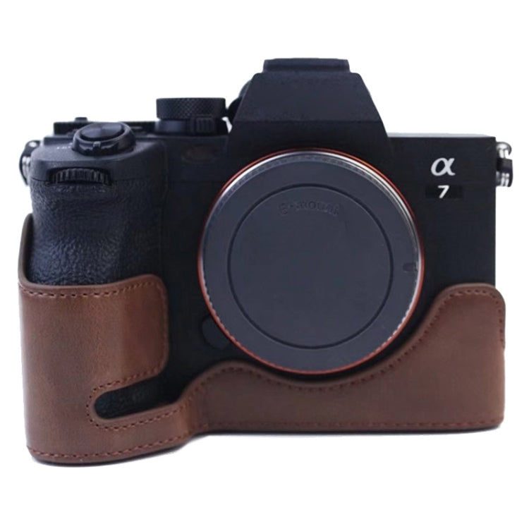 Base De Media Caja Para Cámara De Cuero PU Con Rosca De 1/4 De Pulgada Para Sony A7 IV, For Sony A7 IV