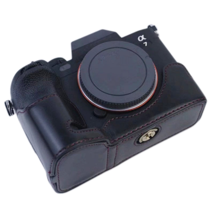 Base De Media Caja Para Cámara De Cuero PU Con Rosca De 1/4 De Pulgada Para Sony A7 IV, For Sony A7 IV
